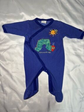 VTG Carter’s Very Hungry Caterpillar Sleeper 0-3M Blue Stripe Eric Carle